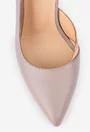 Pantofi NUR taupe cu auriu din piele naturala cu toc subtire