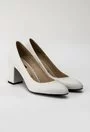 Pantofi office albi din piele naturala Lady