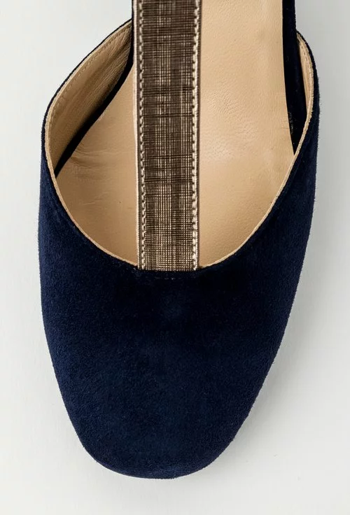 Pantofi office bleumarin din piele naturala intoarsa Reya