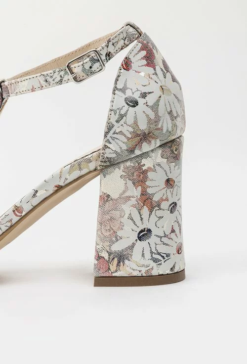 Pantofi office cu imprimeu floral din piele naturala Misty