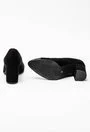 Pantofi office negri din piele intoarsa cu detaliu in varf