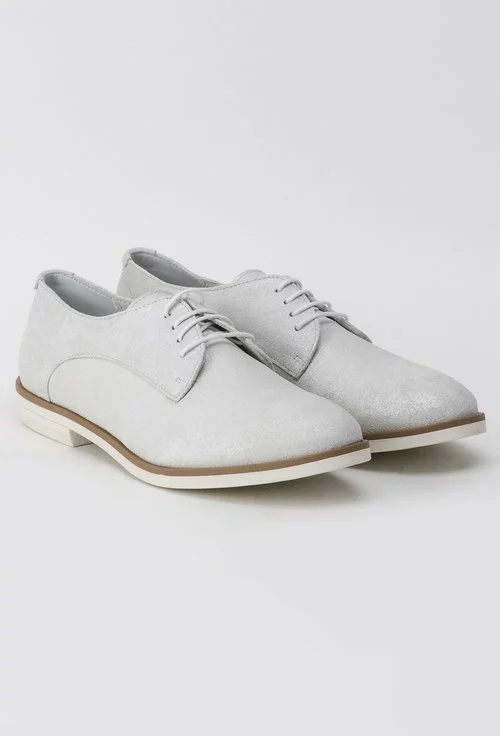 Pantofi Oxford albi din piele naturala Zenon