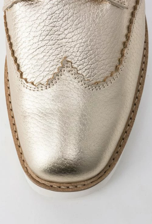 Pantofi Oxford aurii din piele naturala Judith