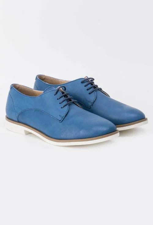 Pantofi Oxford albastri din piele naturala Zenon