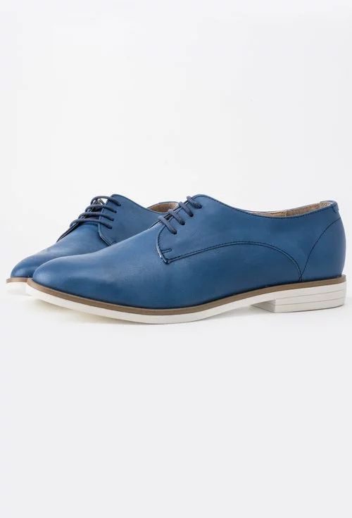 Pantofi Oxford albastri din piele naturala Zenon