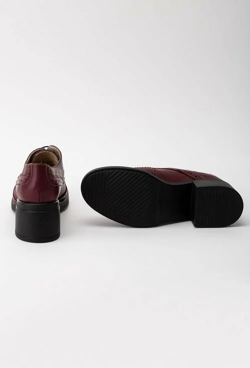 Pantofi oxford bordo din piele naturala