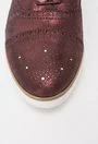 Pantofi Oxford bordo din piele naturala intoarsa si glitter argintiu Mona