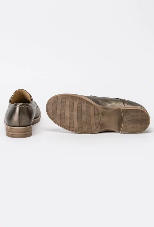 Pantofi Oxford bronz metalizat din piele naturala Lara