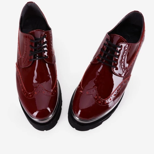 Pantofi Oxford burgundy din piele naturala Vince
