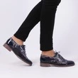 Pantofi Oxford din piele naturala bleumarin cu imprimeu tip piele de reptila Monique