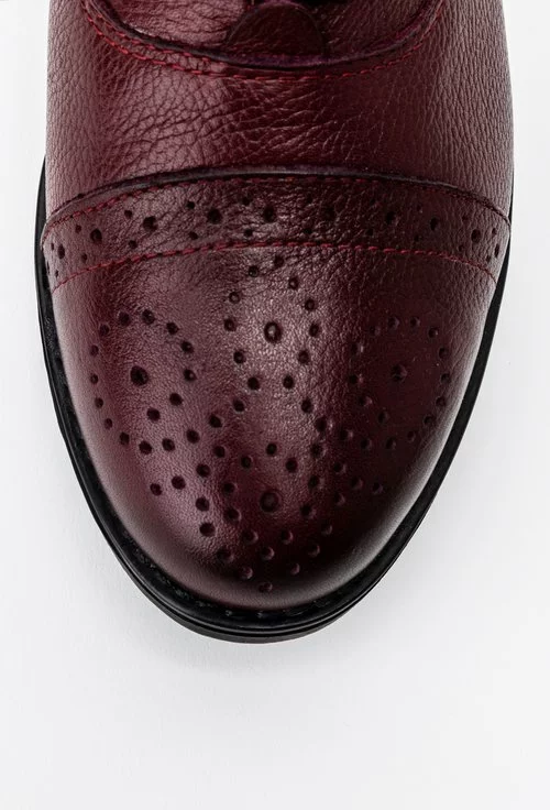Pantofi Oxford bordo din piele naturala Ida