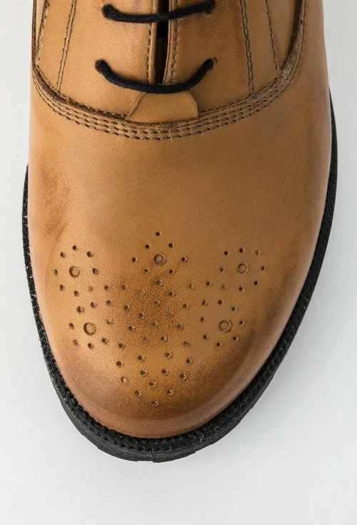 Pantofi Oxford din piele naturala maro deschis Silvana