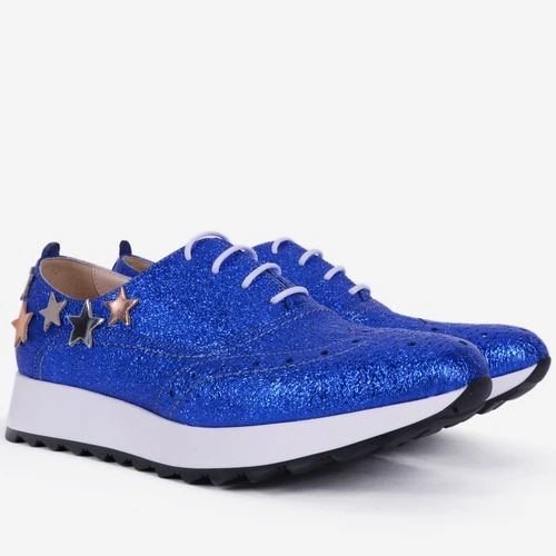 Pantofi Oxford din piele naturala albastri Stars