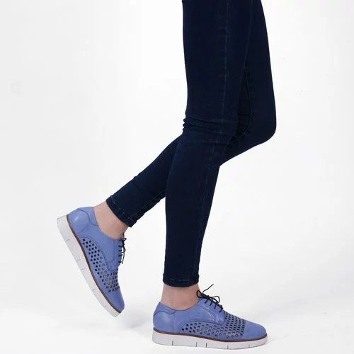 Pantofi Oxford din piele naturala bleu Viviana