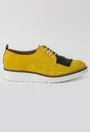 Pantofi Oxford galben mustar cu negru din piele naturala Lidia