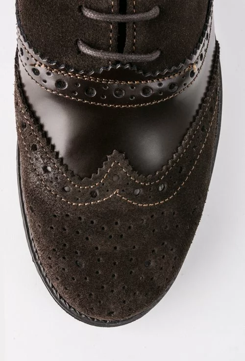 Pantofi Oxford maro inchis din piele naturala Nely
