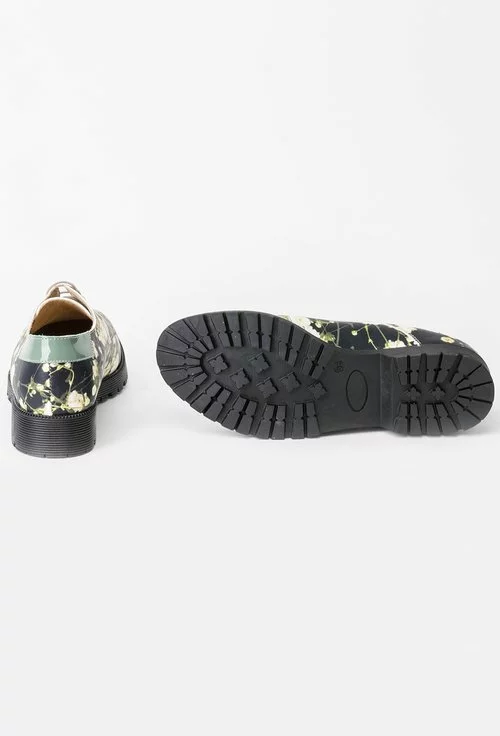 Pantofi Oxford negri cu model floral Marge