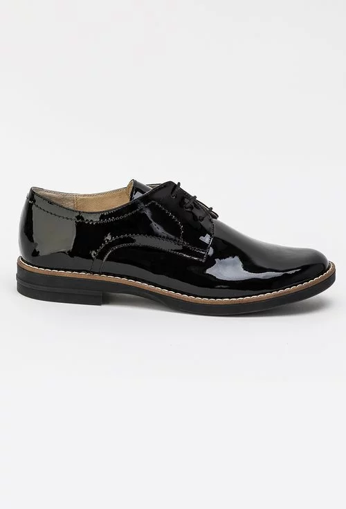Pantofi Oxford negri din piele naturala lacuita Lexi