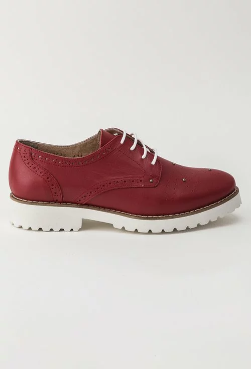 Pantofi Oxford rosii din piele naturala Malini