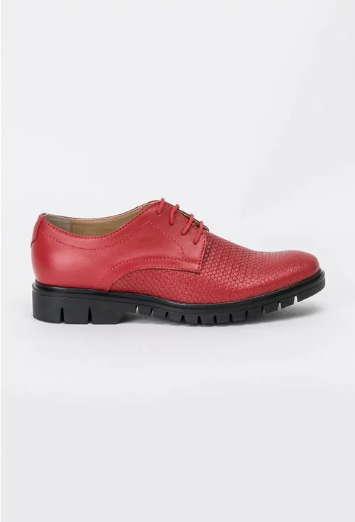 Pantofi Oxford rosii din piele naturala Giuliet