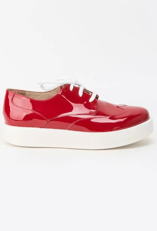 Pantofi Oxford rosii din piele naturala Lorenne