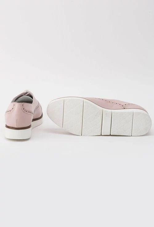 Pantofi Oxford roz pudra din piele naturala Mona
