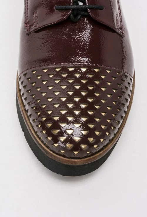 Pantofi Oxford visinii din piele naturala lucioasa Iliona