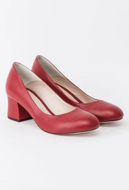 Pantofi rosii din piele naturala Luiza