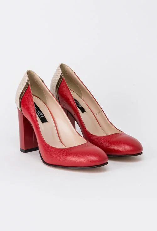 Pantofi rosii din piele naturala Silvia