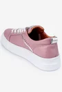 Pantofi roz din piele cu detalii argintii
