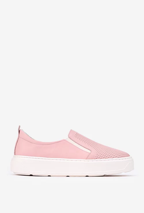 Pantofi roz din piele naturala