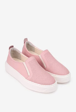 Pantofi roz din piele naturala