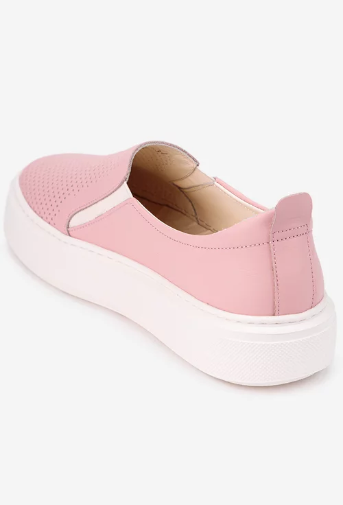 Pantofi roz din piele naturala
