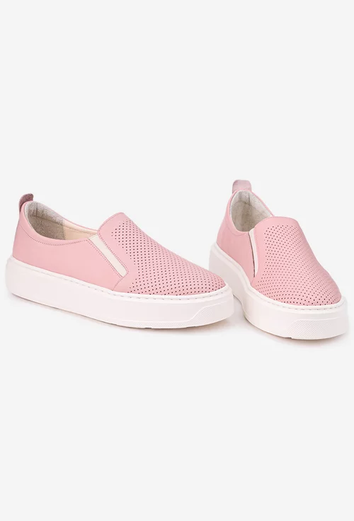 Pantofi roz din piele naturala
