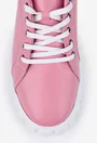 Pantofi roz din piele naturala cu talpa alba