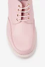 Pantofi roz din piele naturala cu toc gros