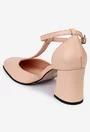 Pantofi roz pudra din piele cu bareta in T
