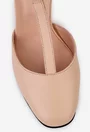 Pantofi roz pudra din piele cu bareta in T