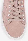 Pantofi roz pudra din piele cu model
