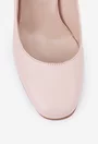 Pantofi roz pudra din piele cu toc