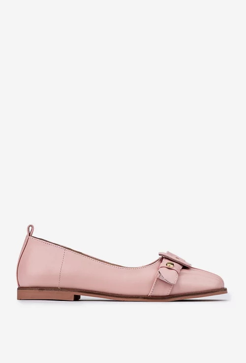 Pantofi roz pudra din piele naturala