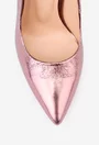 Pantofi roz sidefati NUR din piele cu toc subtire