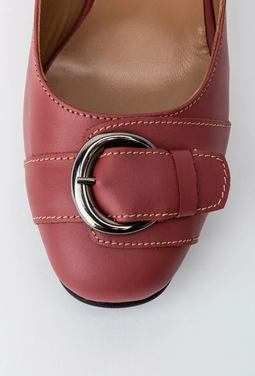 Pantofi roz zmeura din piele naturala cu o catarama