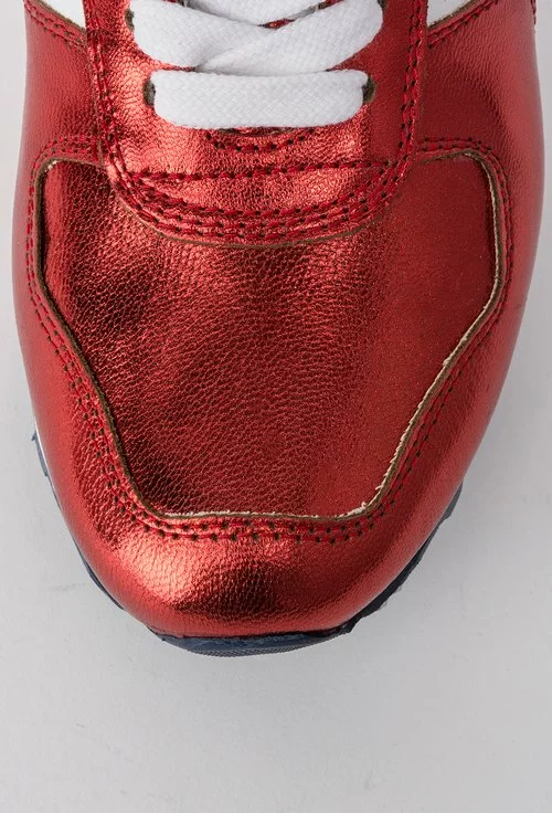 Pantofi sport alb cu grena metalizat din piele naturala Metallie