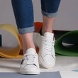 Pantofi sport albi cu bleumarin din piele naturala Nataly