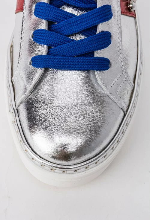 Pantofi sport argintii din piele naturala Sonia