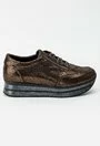 Pantofi sport maro-metalizat din piele naturala Claris
