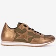 Pantofi sport aurii din piele naturala si material textil Leilani