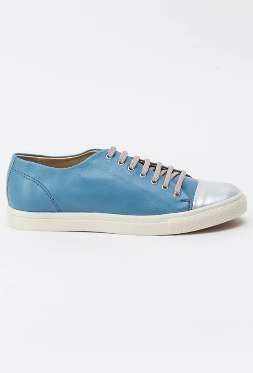 Pantofi sport bleu cu argintiu din piele naturala Victoria