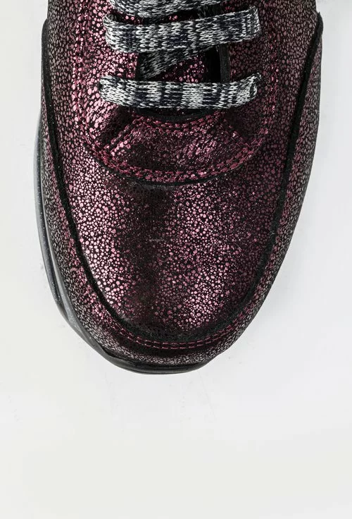 Pantofi sport bordo metalizat din piele naturala Claris
